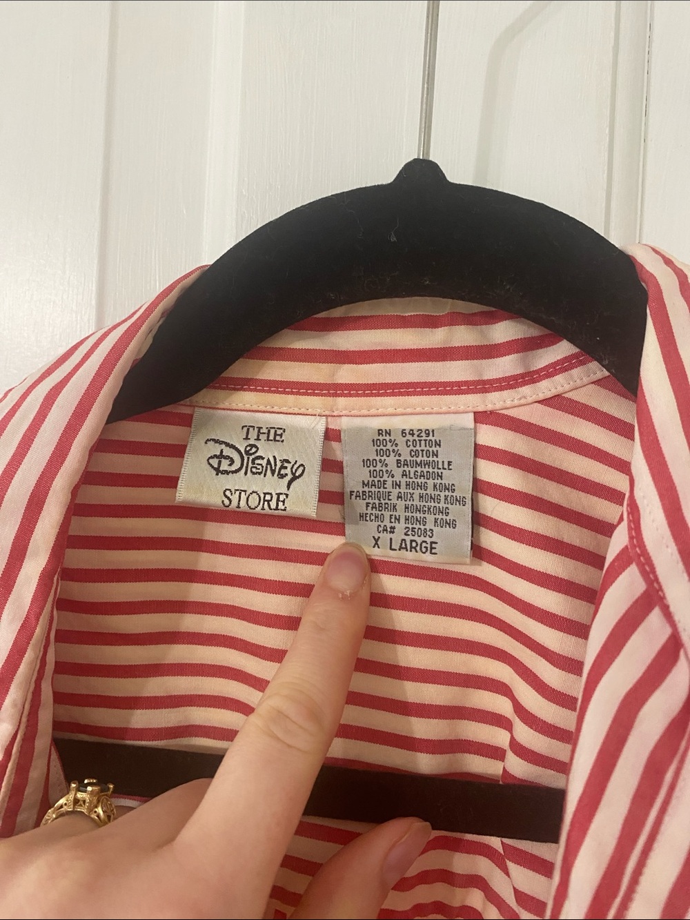 Disney Red & White Striped Button-Down Shirt with Character Embroidery - Picture 2 of 6